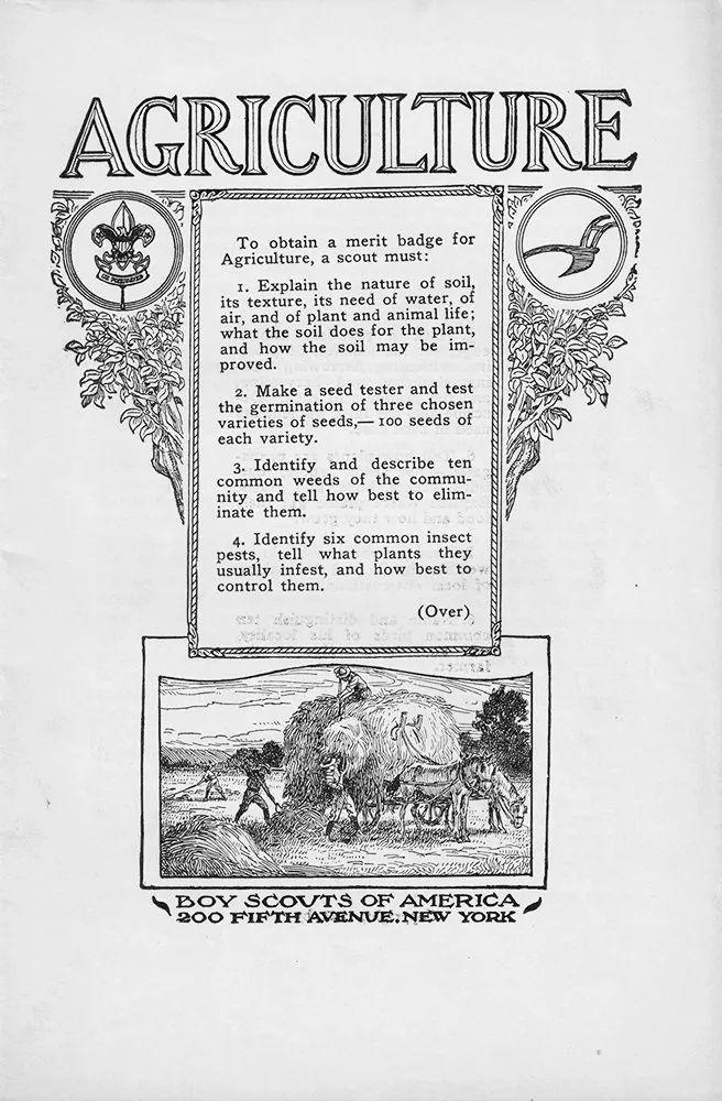 Agriculture merit badge pamphlet, Type 2, 1920 - 1925