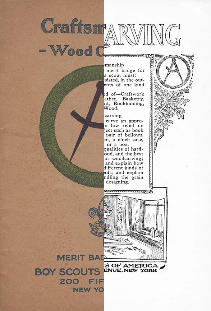 Wood Carving merit badge pamphlet, Type 3A-1 over 2, 1925
