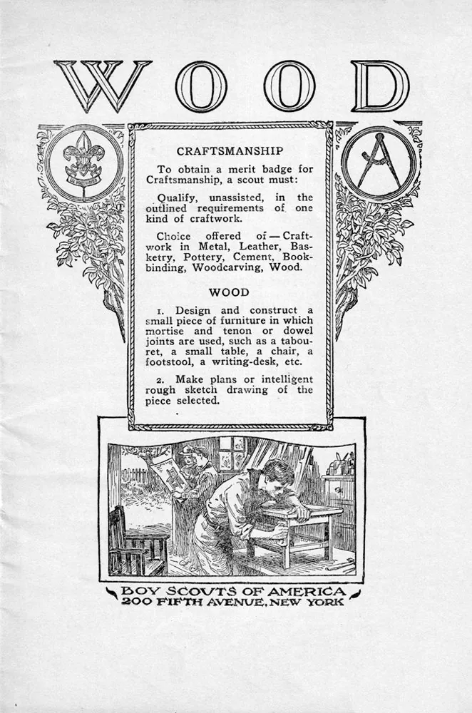 Woodwork merit badge pamphlet, Type 2, 1920 - 1924